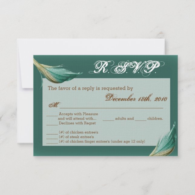 Tarjeta 3.5x5 R.S.V.P. Pájaro de la piel de codorn (Anverso)