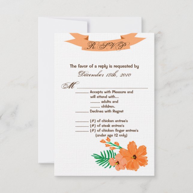 Tarjeta 3.5x5 R.S.V.P Primavera Hibiscus Flower Ha (Anverso)