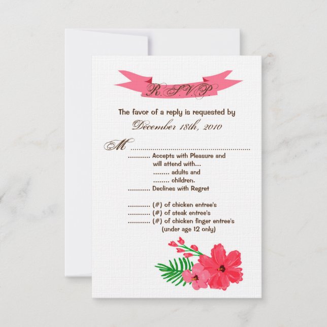 Tarjeta 3.5x5 R.S.V.P Primavera Hibiscus Flower Ha (Anverso)
