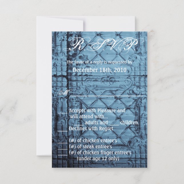 Tarjeta 3.5x5 R.S.V.P Recuento de Techo Rústico de (Anverso)