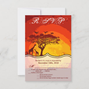 Tarjeta 3.5x5 R.S.V.P Safari Africano Giraffe Suns