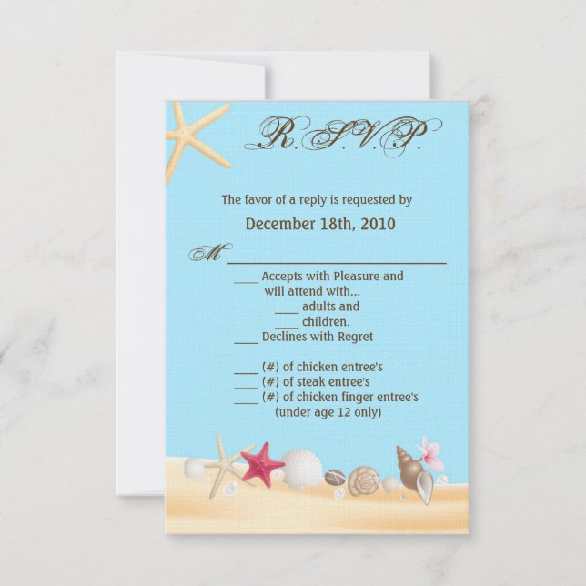 Tarjeta 3.5x5 R.S.V.P. Shells Beach Sand Ocean Wa (Anverso)