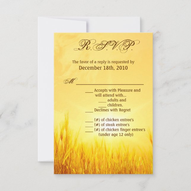 Tarjeta 3.5x5 R.S.V.P Sunrise Trigo Country Rustic (Anverso)