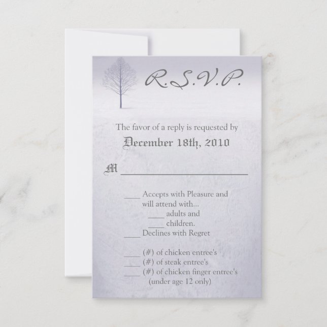 Tarjeta 3.5x5 R.S.V.P Winter Wonderland Trees Niev (Anverso)