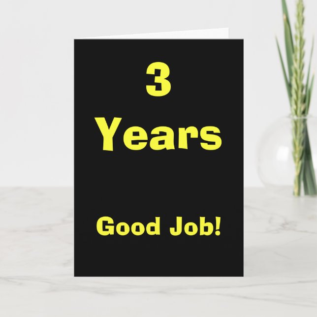 Tarjeta ¡3 años de buen trabajo! (Anverso)