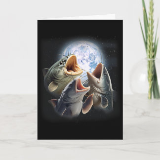 Tarjeta 3 bagres aullando a la luna divertido bagre pesca