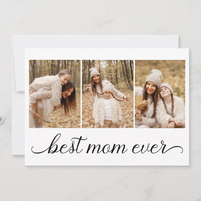 Tarjeta 3 Collage de Fotos Mejor Mamá del Mundo (Anverso)