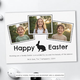 Tarjeta 3 Collage de Fotos Negrita Negro Feliz Pascua con