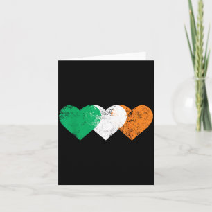 Tarjeta 3 Corazones Bandera de Irlanda Día de San Patricio