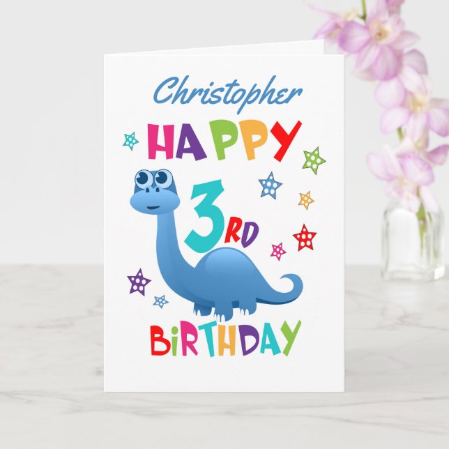 Lindo bebé dinosaurio invitación de cumpleaños tres años tres meses tarjeta  de felicitación de feliz cumpleaños