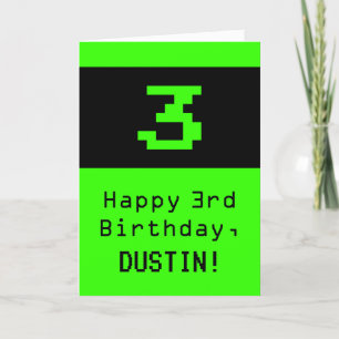 Tarjeta 3 cumpleaños: Nerdy / Geeky Style "3" y nombre