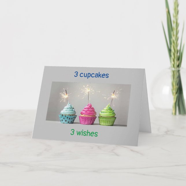 TARJETA *3 CUPCACAS Y 3 VELOCIDADES Y DESEOS DE CUMPLEAÑOS (Anverso)