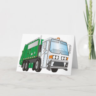 Tarjeta 3.d Camión de basura Blanco verde