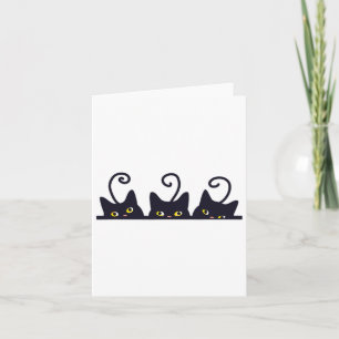 Tarjeta 3 gatos negros Divertidos amantes del gato diseñan