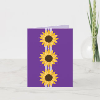Tarjeta 3 Girasoles sobre Morado