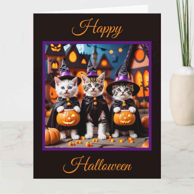 Tarjeta 3 Halloween Gatitos Trick or Trel (Anverso)
