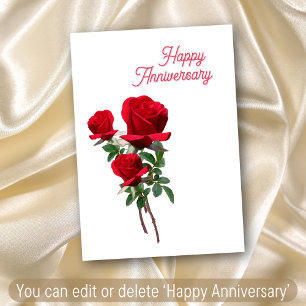 Tarjeta 3 Rosas Amor Romántico Feliz Aniversario Propósito