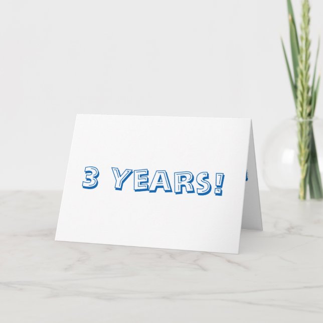 Tarjeta (3) texto del aniversario del año tres, grande, (Anverso)