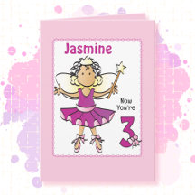 3 Year Old Ballerina Cartoon Ethnic Birthday  