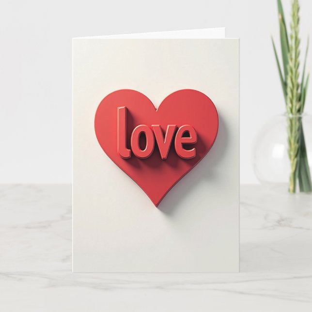Tarjeta 3D de Corazón de Amor (Anverso)