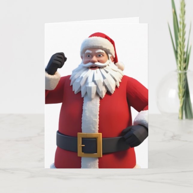 Tarjeta 3D Santa Claus Christmas Greeting Card – Festive H (Anverso)