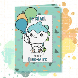 Tarjeta 3rd Birthday Funny Dinosaur Cartoon Adorable Cute