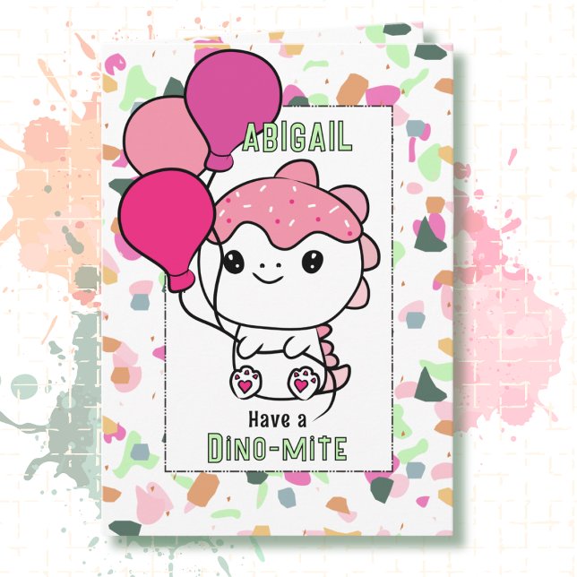 Tarjeta 3rd Birthday Girl Dinosaur Cartoon Adorable  (Subido por el creador)