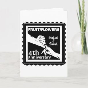 Tarjeta 4º aniversario de boda romántico de la mano