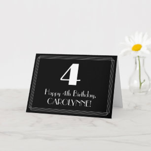Tarjeta 4º Cumpleaños ~ Look Inspirado en Art Deco "4", No