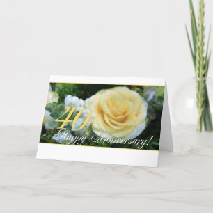 Tarjeta 40º Aniversario de Boda - Rosa Amarilla
