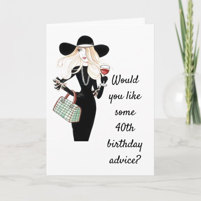 TARJETA **40º CONSEJO DE CUMPLEAÑOS** A UN AMIGO O FAMILIA (Anverso)