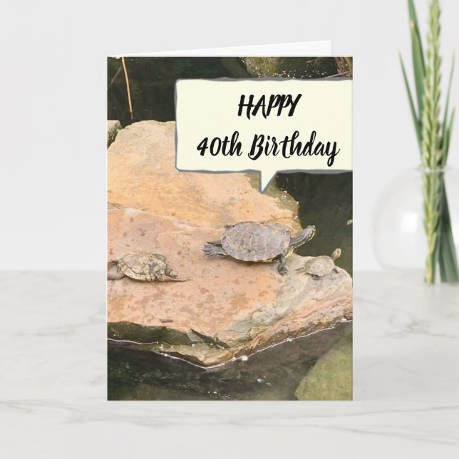 TARJETA **40º CUMPLEAÑOS** DESEOS DE TORTUGAS CÓMICAS (Anverso)