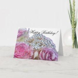 Tarjeta 4008-Tarjeta de cumpleaños rosa y blanca
