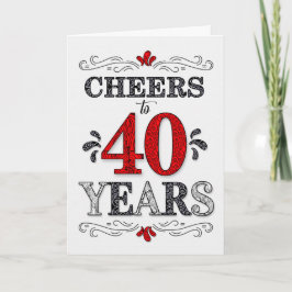 Tarjeta 40.ª alegría por el cumpleaños en el patrón negro 