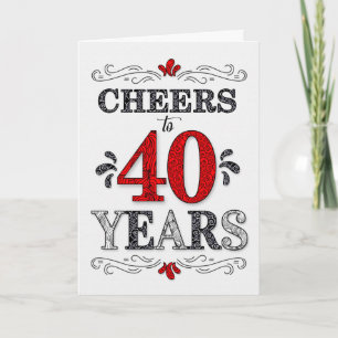 Tarjeta 40.ª alegría por el cumpleaños en el patrón negro