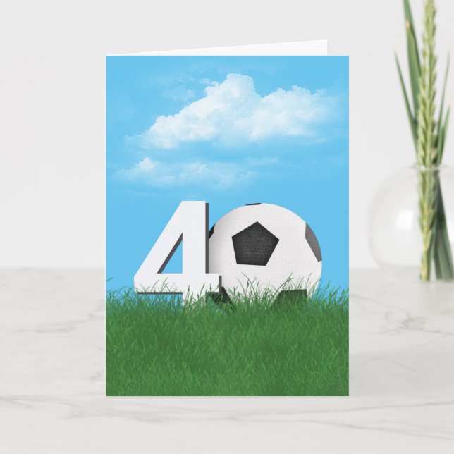 Tarjeta 40.ª Bola De Fútbol De Cumpleaños En Grasa Verde (Anverso)