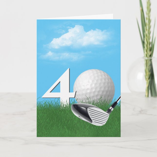 Tarjeta 40.ª Bola De Golf De Cumpleaños En El Campo (Anverso)