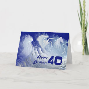 Tarjeta 40.ª carta de cumpleaños con caballos de surf salv