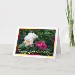 Tarjeta 40.ª Rosas Christina Elegante marco dorado
