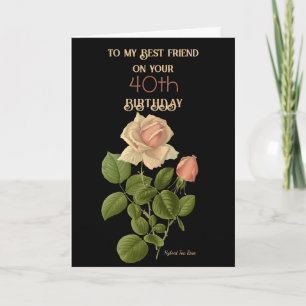 Tarjeta 40.º Amigo del Cumpleaños Rosa del Té Híbrido