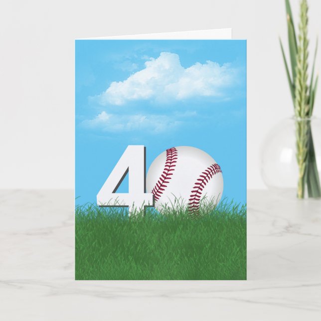 Tarjeta 40.º Béisbol De Cumpleaños En Grasa Verde (Anverso)
