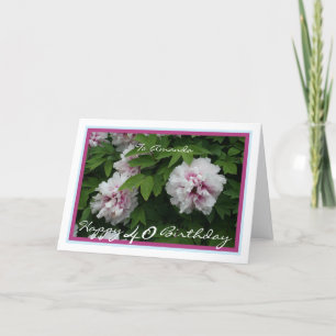 Tarjeta 40.º cumpleaños Amanda Peonies Primavera Flores mo