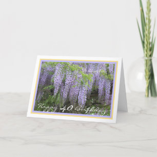 Tarjeta 40.º cumpleaños Amelia Wisteria Elegante marco dor