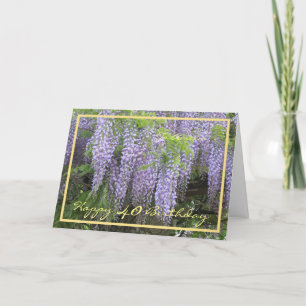 Tarjeta 40.º cumpleaños Amelia Wisteria Elegante marco dor