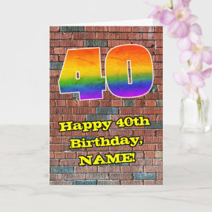 Tarjeta 40.º cumpleaños: Arcoiris 40 inspirado en graffiti