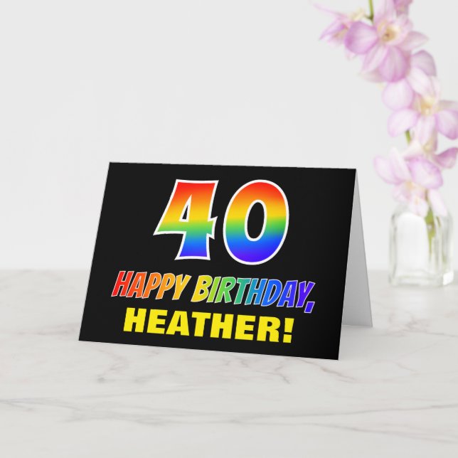 Tarjeta 40.º cumpleaños: audaz, divertido, simple, arcoiri (Orquídea)
