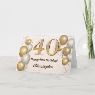 Tarjeta 40.º cumpleaños Globos de oro y cumpleaños de Conf