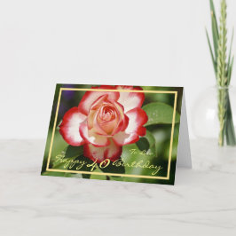 Tarjeta 40.º cumpleaños Lisa Rosa Elegante Marco de Oro Mo
