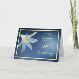 Tarjeta 40.º cumpleaños Madonna Lily Nombre marco dorado