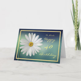 Tarjeta 40.º cumpleaños Nicole Daisy Elegant Gold Frame
